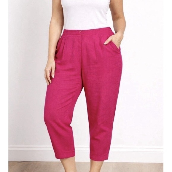 United Colors Of Benetton Pants - United Colors of Benetton Linen Pants M Pink Pull On Tapered
